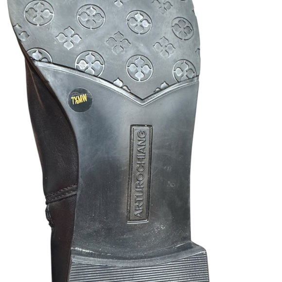 Arturo Chiang Black Leather Riding Boots Size 7.5 Tall Equestrian Flat Zip Boot - Picture 7 of 8